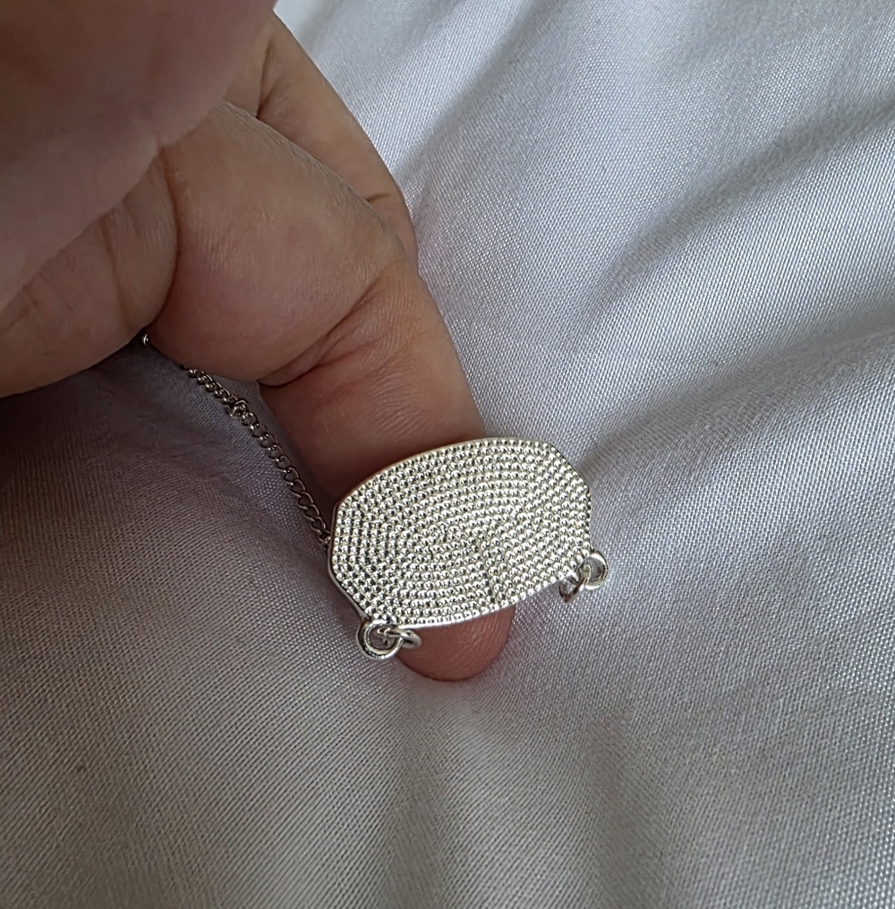 White Druzy Style Crystal Necklace With Silver Chain - Picture 4 of 5